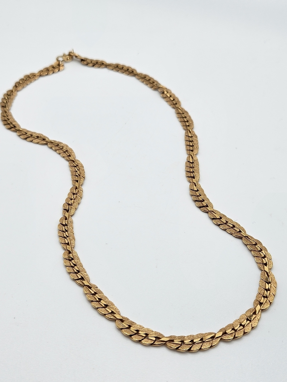 VINTAGE Classic Unisex Textured Link Gold Plated Chain 18.5" Necklace VTG
